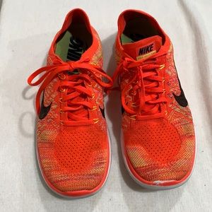 Nike Free 4.0 Flyknit Men US 10.5 Orange Running